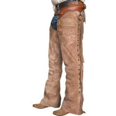 Handmade Cowboy Buck Skin Suede Leather Pant Rodeo Chap Mountain Men Western Biege Suede , Horse Gifts For Men