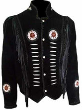 Western Wear Suede Leather Cowboy Fringe Mens Shirt Style Native American Jacket