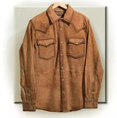 New Western Wear Suede Leather Men Buckskin Shirt