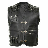 New Men's Latest Leather Motorcycle Vest Hunter Style Biker Cow Leather Vest