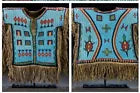 Old American Sioux Style Fully Beaded Hide Fringes Powwow Beaded Vest