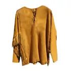 New Men American Mountain Man Buckskin Leather War Shirt