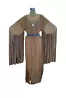 Women Beige Leather Long Fringes Wedding Dress Beaded Belt Powwow Regalia LC6903