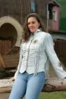 Women Real Leather Jacket Fringed & American Native Bead Work - White
