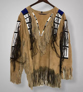 Old Sioux Native Style Buckskin Hide Beaded Powwow Regalia War Shirt