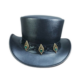El Dorado Steampunk Deadman Biker Diamond Crown Stylish Band Leather Top Hat