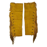 Old Antique Style Mens Tan Buckskin Suede leather Fringes Chaps / Leggings NCP16