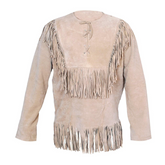 New Men Handmade Native American Mountain Man Buckskin Leather War Shirt 100% Genuine Leather New with tags Gift for Him