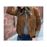 NEW-Women Western Wear Suede Leather Brown Fringe Native American Jacket, Coat