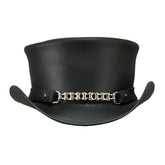 El Dorado Deadman Biker Chrome Chain Cowboy Leather Top Hat ,Steampunk Biker MC LRH4303