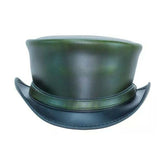 Steampunk Green Color El Dorado Top Hat, Motorcycle Ban Biker Leather Top Hat