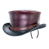 Steampunk Maroon El Dorado Top Hat Motorcycle Ban Biker Leather Deadman Top Hat