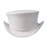 Steampunk white Ghost El Dorado Top Hat, Motorcycle Ban Biker Leather Top Hat