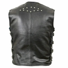 New Men's Latest Leather Motorcycle Vest Hunter Style Biker Cow Leather Vest
