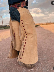 Unisex Hand Crafted Native American Cowboy Style Suede Leather Pants Rodeo Style Cowgirl Chap Mountain Men Western Buck Suede Gifts For Men
