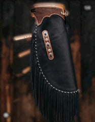 Unisex Hand Crafted Native American Cowboy Style Cowhide Leather Pants Rodeo Style Cowboy Chap Mountain Men Western Buckskin Solid Leather Gifts For Men