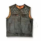 Mens Hunt Club Leather Vest Snake Yellow Diamond Quilted Motorcycle Biker Vest