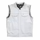 MC Leather Hunt Club White Paisley Bandana Custom Bishop Vest Biker Motorcycle