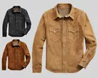 Men's 100% Real Suede Leather Trucker Jacket Premium Scully Shirt Western Wear