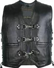 Men's Leather Waistcoat Motorcycle Chopper Touring Biker Club Rocker Buckle Vest