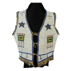 Old American Sioux Style Beaded Front With Suede Hide Back Powwow Vest LR7720