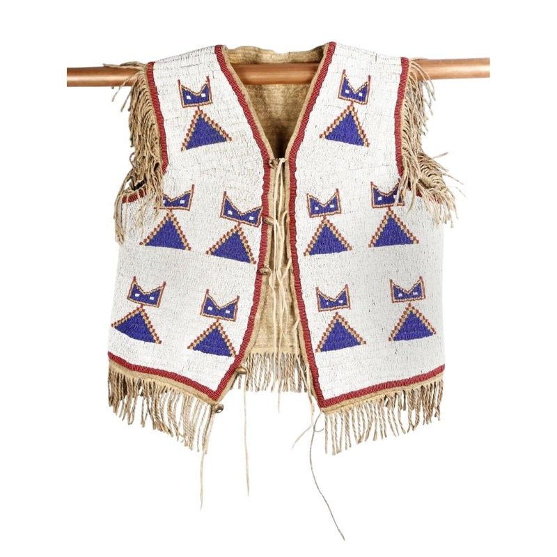 Old American Sioux Style Fully Beaded With Suede Hide Powwow Vest LR7713