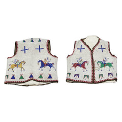 Old American Sioux Style Fully Beaded Suede Leather Hide Powwow Vest LR7729