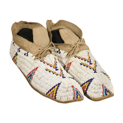 Old American Sioux Style Leather Handmade Beaded Moccasins LRS119