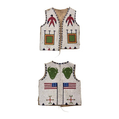 Old American Sioux Style Fully Beaded Suede Leather Hide Powwow Vest LR7707