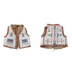 Old American Sioux Style Fully Beaded With Suede Leather Hide Powwow Vest LR7705