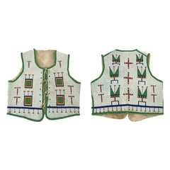 Old American Sioux Style Fully Beaded With Suede Leather Hide Powwow Vest LR7704