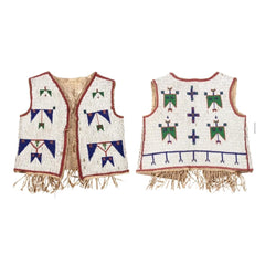 Old American Sioux Style Fully Beaded Suede Leather Hide Powwow Vest LR7701