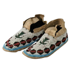 Old American Sioux Style Leather Handmade Thunder Bird Beaded Moccasins LRS115