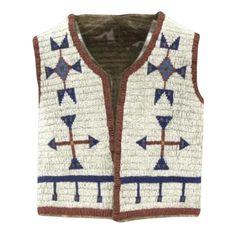 Old American Sioux Style Fully Beaded With Suede Leather Hide Powwow Vest NV102