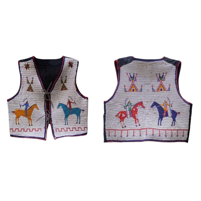 Old American Sioux Style Fully Beaded Suede Leather Hide Powwow Vest LR7723