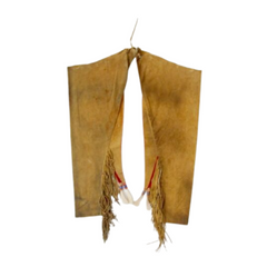 Old Antique Style Mens Tan Buckskin Suede leather Fringes Chaps / Leggings NCP05