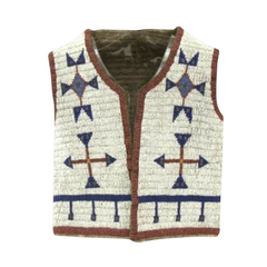 Old American Sioux Style Fully Beaded With Suede Leather Hide Powwow Vest