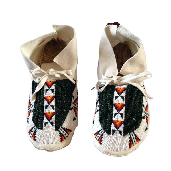 Old American Sioux Style Suede Leather Handmade Beaded Moccasins LRS112