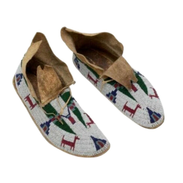 Old American Sioux Style Suede Leather Handmade Beaded Moccasins LRS1100