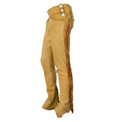 Old Ragged Style Mens Tan Buffalo leather Western Hippy Fringes Pants FP-26