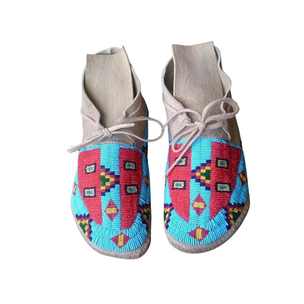 Old American Sioux Style Suede Leather Handmade Beaded Moccasins LRS111