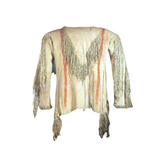 Old Style Mens Beige Natural Ragged Leather Fringes Plain War Shirt WS-66