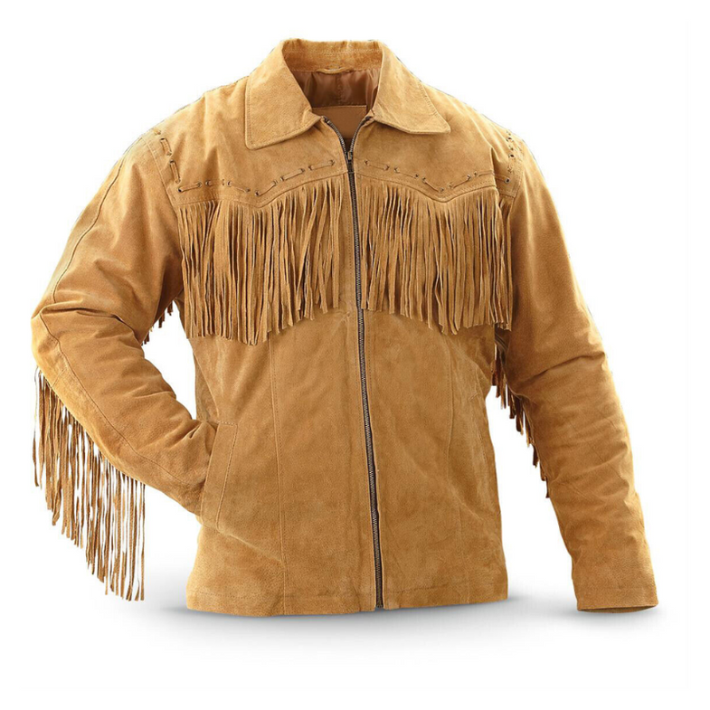 Men's Traditional Cowboy Western Leather Jacket Coat with cheapest Fringe Native American Jacket Suede Beaded