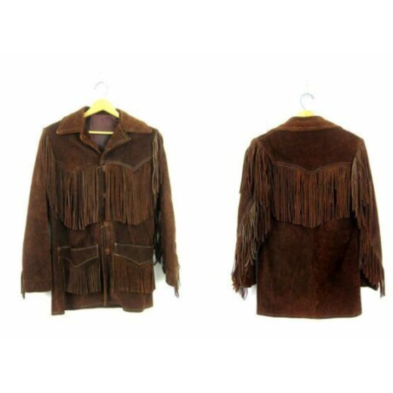 Mens New Western Cowboy Brown Suede Leather Fringes Hippie Boho Jacket WFJ103