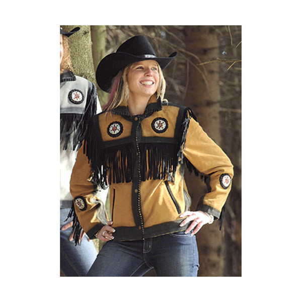 Vintage Brown Suede Western Moto Fringes Jacket for Women - Shop the Best Leather Jacket LR6302