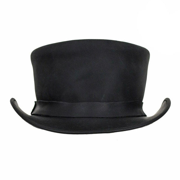 Steampunk Deadman Top Hat Genuine Black Naked Cowhide Leather Biker Style