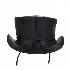 Steampunk Deadman Top Hat Genuine Black Naked Cowhide Leather Biker Style